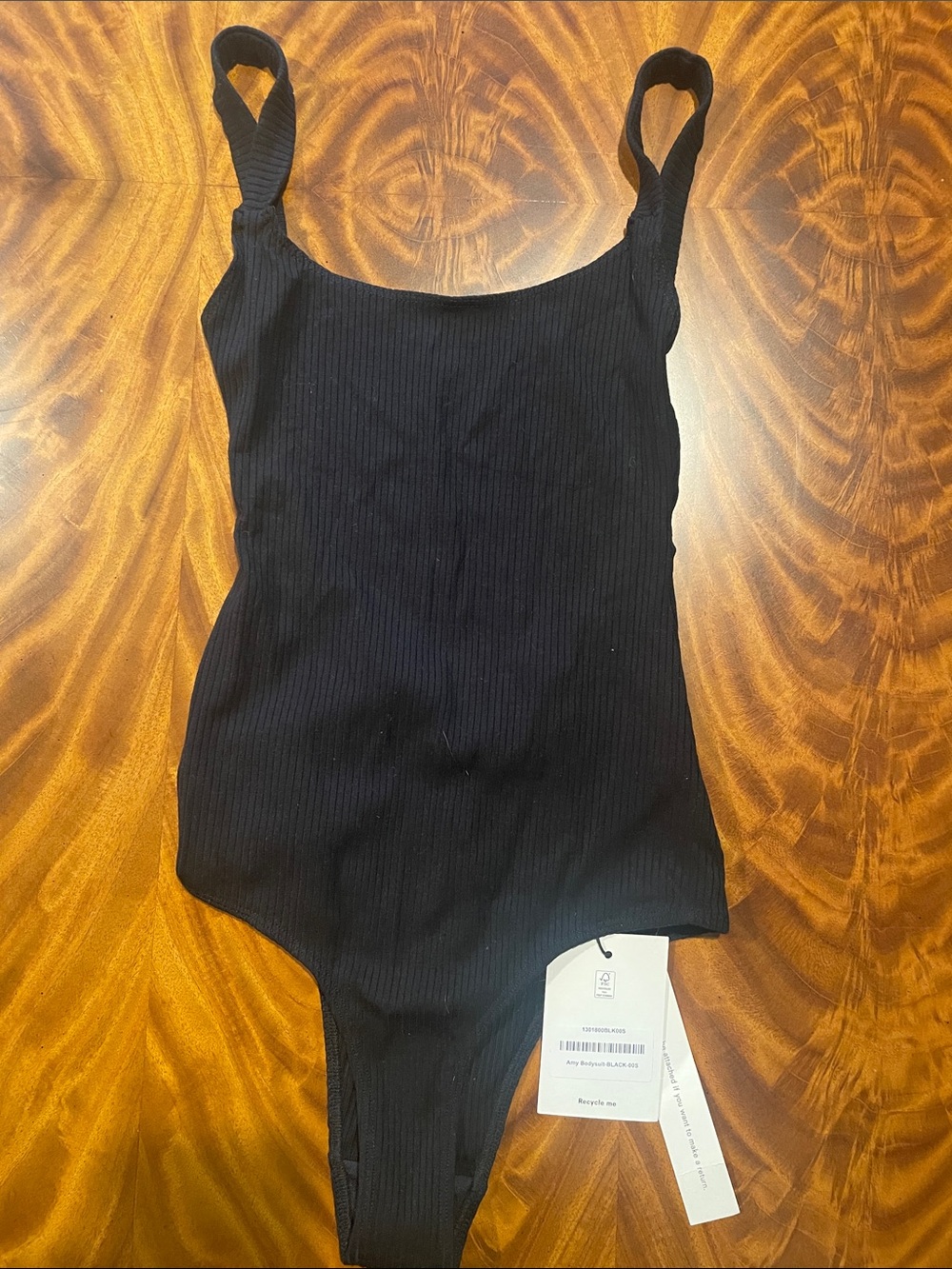 Reformation Black Ribbed Women's Bodysuit NEW WITH TAGS